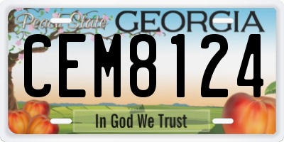GA license plate CEM8124