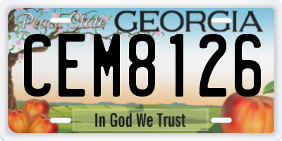 GA license plate CEM8126