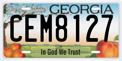 GA license plate CEM8127