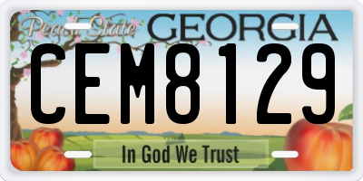 GA license plate CEM8129
