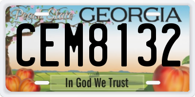 GA license plate CEM8132