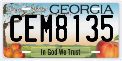 GA license plate CEM8135