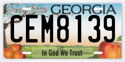 GA license plate CEM8139