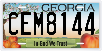 GA license plate CEM8144