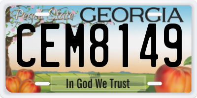 GA license plate CEM8149