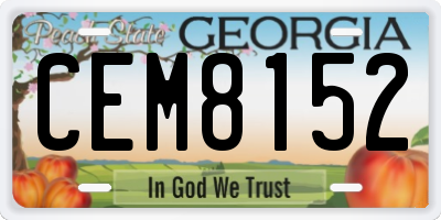 GA license plate CEM8152