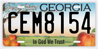 GA license plate CEM8154
