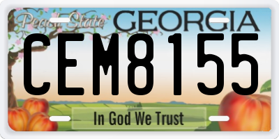GA license plate CEM8155