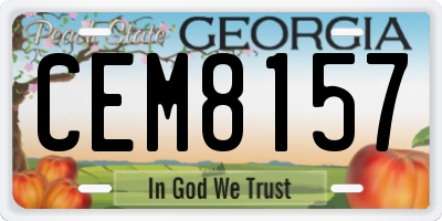 GA license plate CEM8157