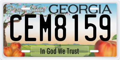 GA license plate CEM8159