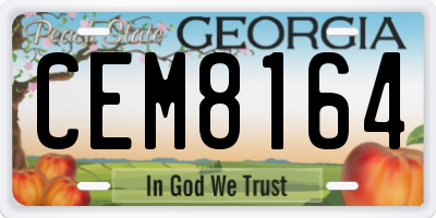 GA license plate CEM8164