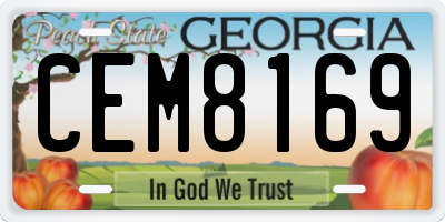 GA license plate CEM8169