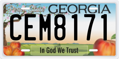 GA license plate CEM8171