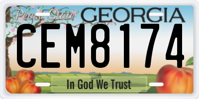 GA license plate CEM8174