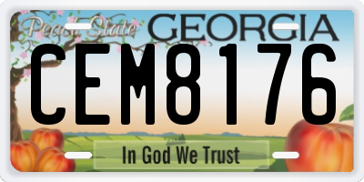 GA license plate CEM8176