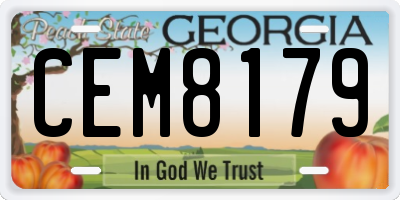 GA license plate CEM8179