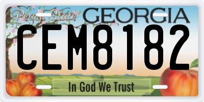 GA license plate CEM8182