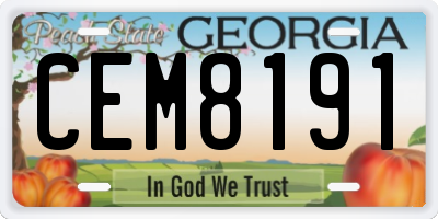 GA license plate CEM8191