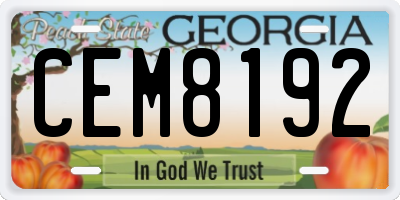 GA license plate CEM8192