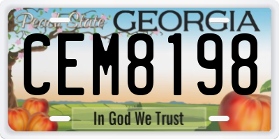 GA license plate CEM8198