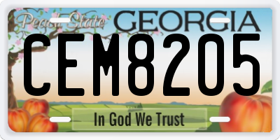 GA license plate CEM8205