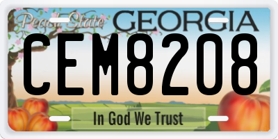 GA license plate CEM8208