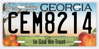 GA license plate CEM8214