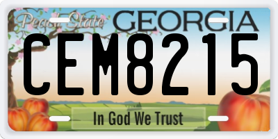 GA license plate CEM8215