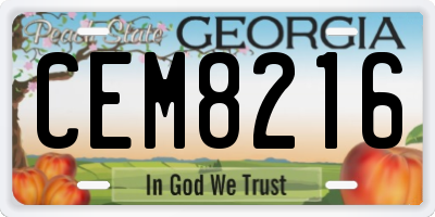 GA license plate CEM8216
