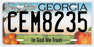 GA license plate CEM8235