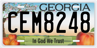 GA license plate CEM8248