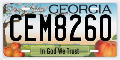 GA license plate CEM8260