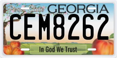 GA license plate CEM8262