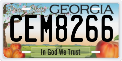 GA license plate CEM8266