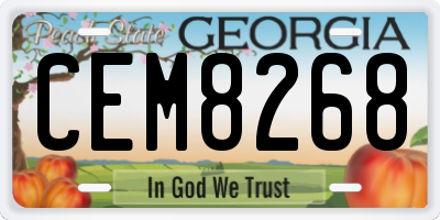GA license plate CEM8268