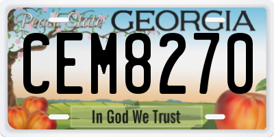 GA license plate CEM8270
