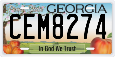 GA license plate CEM8274