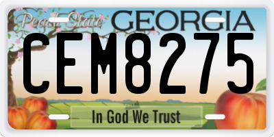GA license plate CEM8275