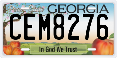 GA license plate CEM8276