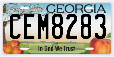 GA license plate CEM8283