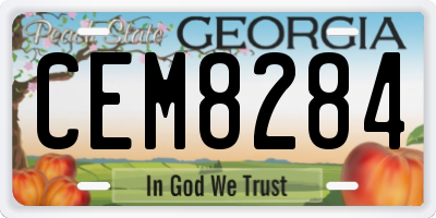 GA license plate CEM8284