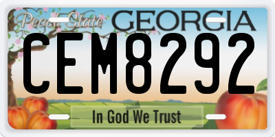 GA license plate CEM8292