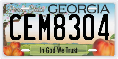 GA license plate CEM8304
