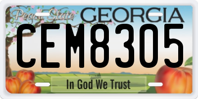 GA license plate CEM8305