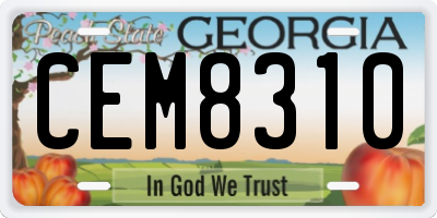 GA license plate CEM8310