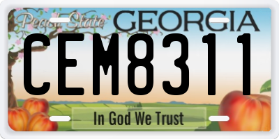 GA license plate CEM8311