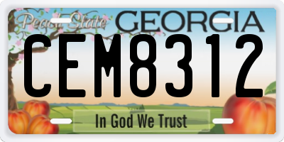 GA license plate CEM8312