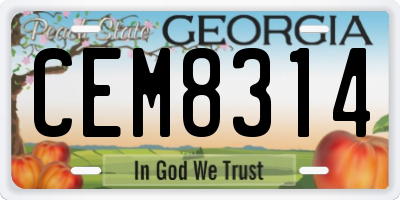 GA license plate CEM8314