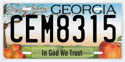 GA license plate CEM8315