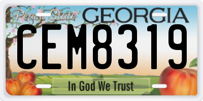 GA license plate CEM8319